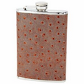 8 Oz. Stainless Steel Flask w/ Faux Ostrich Leather Wrap